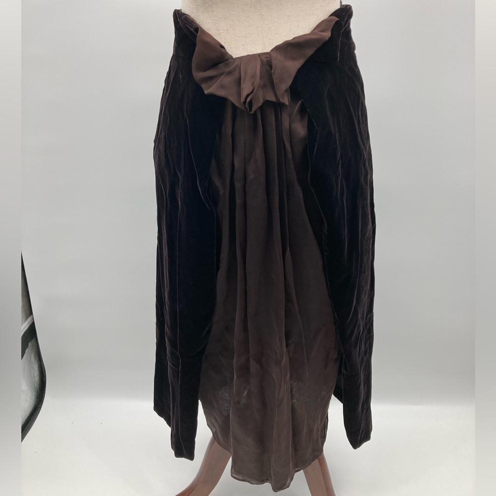 Jil Sander Women’s Black Velvet Brown Accent Center Zip Skirt